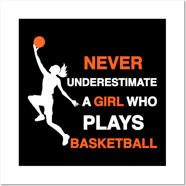 Never Underestimate a Girl Who Plays Basketball Wall Art by ButterflyX